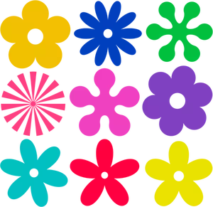 Selection of retro flowers vector graphics